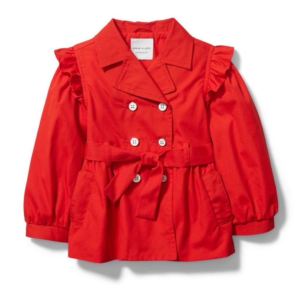 NEW Janie & Jack Red Trench Coat Jacket